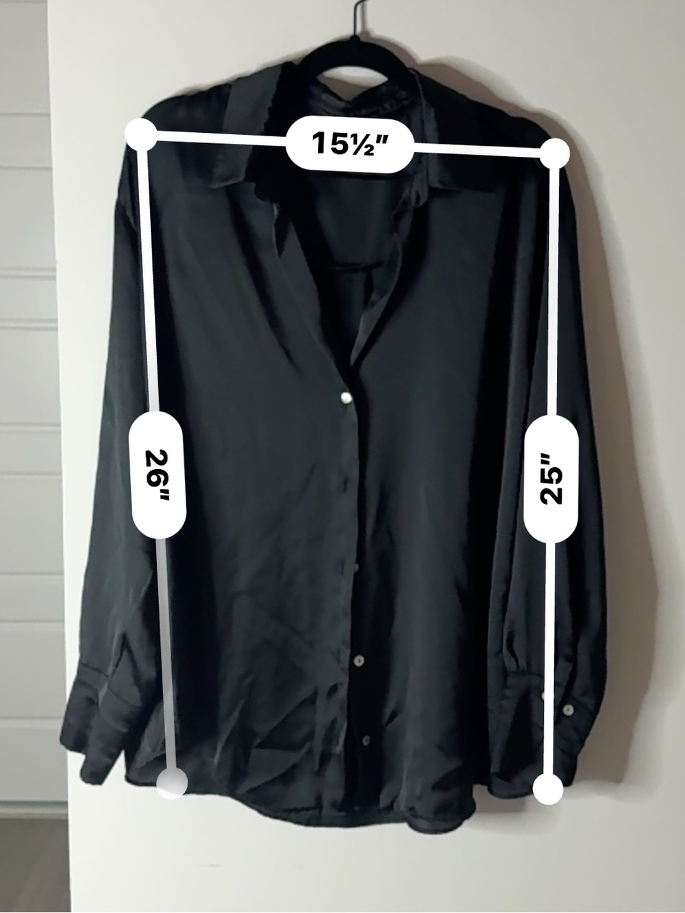 Zara Black Satin Button Down Blouse Long Sleeve Collared Silky Shirt | L - Picture 5 of 9